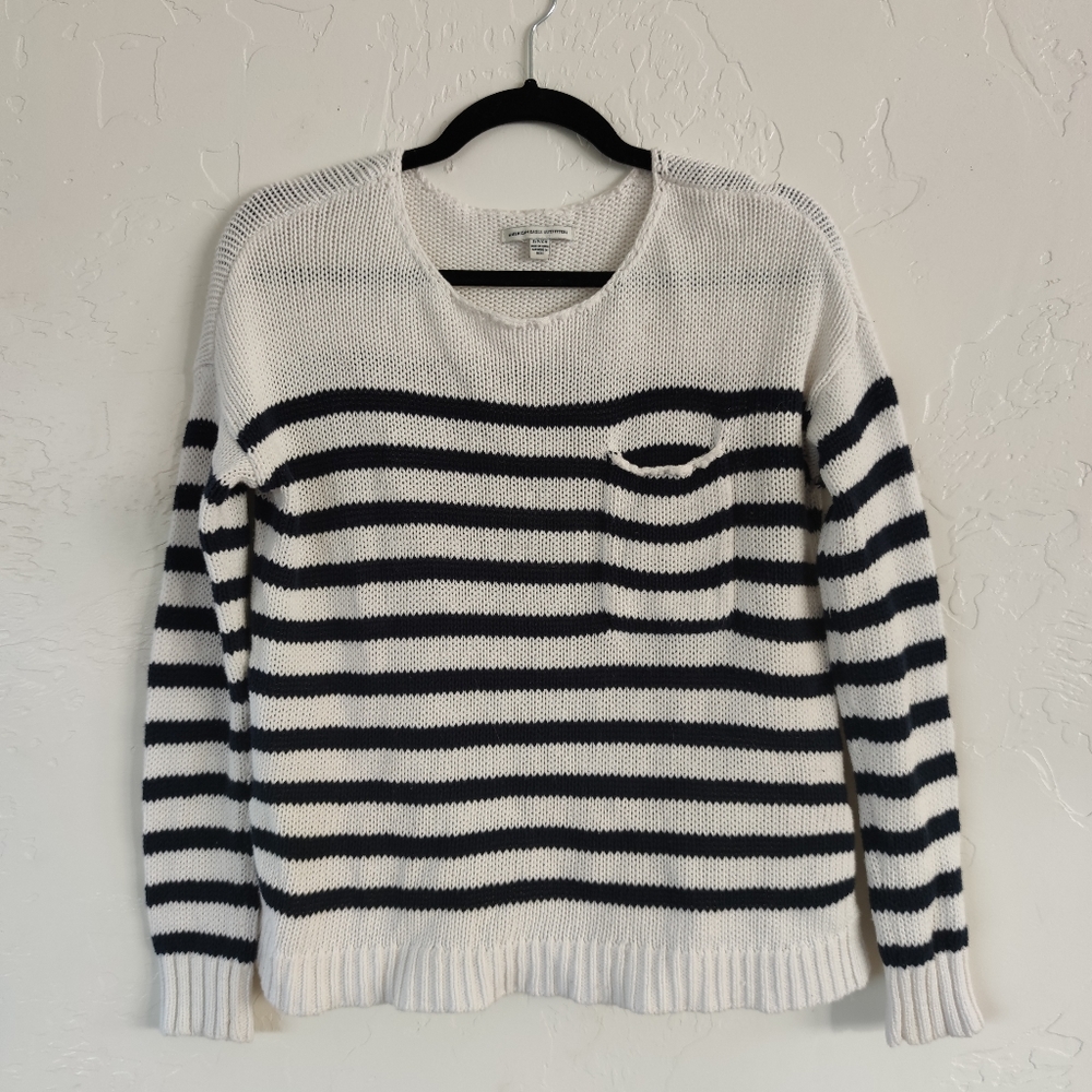 American eagle striped sweater with pocket